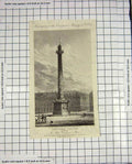 Original Old Antique Print 1813 Triumphal Column Place Vendome Paris Engraving