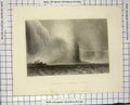 Original Old Antique Print 1838 Niagara Fall River Waterfalls Bartlett Cousen