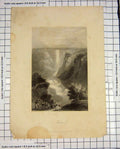 Original Old Antique Print Payne Engraving View Ferni Mountains Waterfall