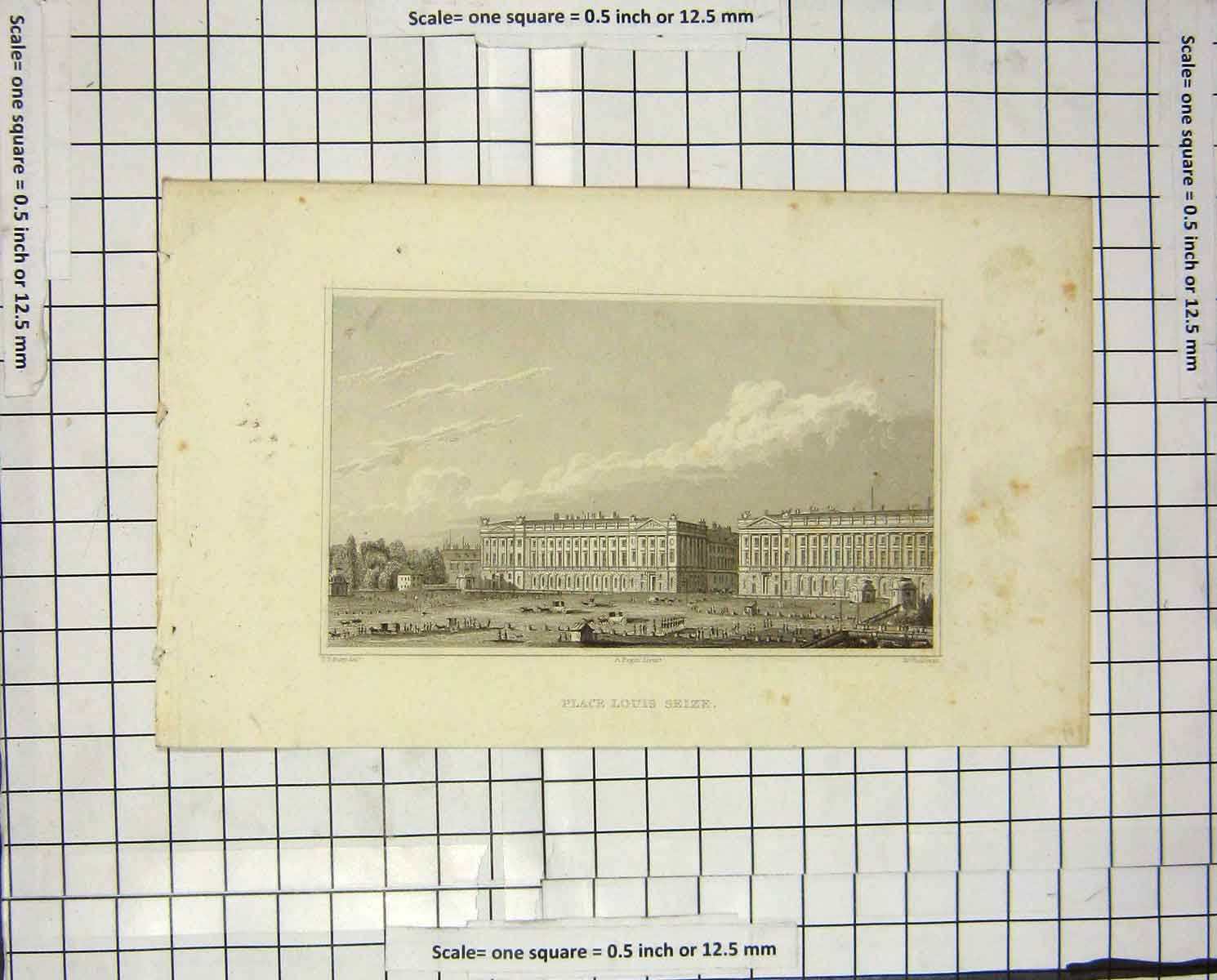 Old Antique Print Pugin Winkles Engraving Place Louis Seize Architecture