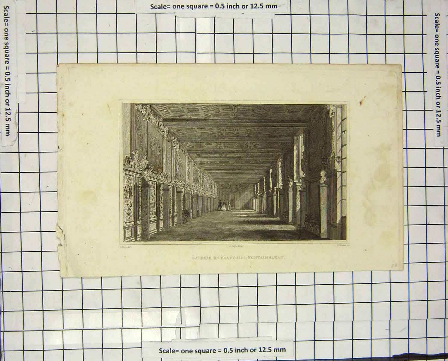 Old Antique Print Pugin Winkles Engraving Galerie Francois Fontainbleau