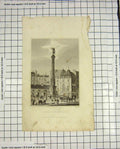 Old Antique Print 1830 Pugin Winkles Engraving Fontain Du Chatelet Statue 19th