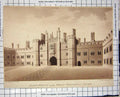 Old Antique Print East Front First Principal Court Architecture Building