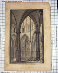 Original Old Antique Print Newton Hooper Engraving 1785 New Temple London 18th