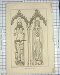 Original Old Antique Print 1787 Hooper Engraving Monuments Statues Man Lady