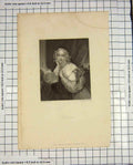 Original Old Antique Print Robinson Engraving Portrait Beautiful Caroline