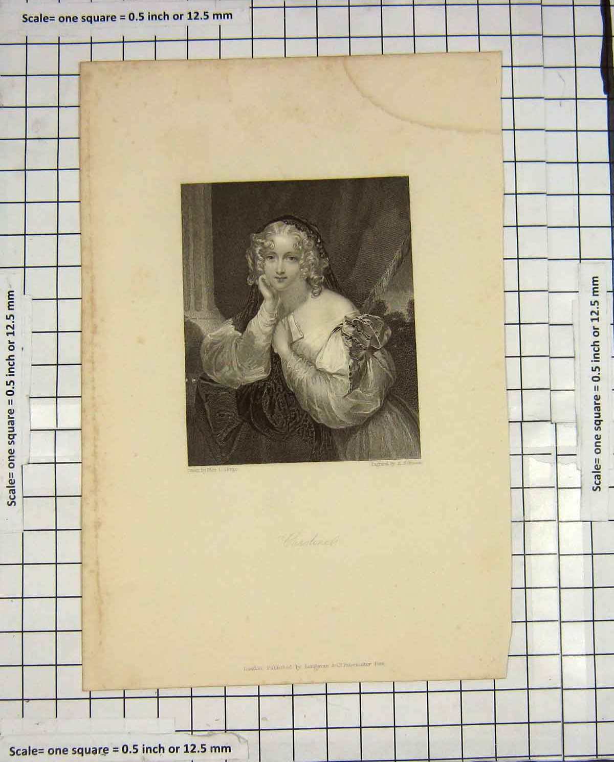 Original Old Antique Print Robinson Engraving Portrait Beautiful Caroline