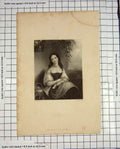 Original Old Antique Print Parrls Engraving Portrait Beautiful Alice Woman Lady