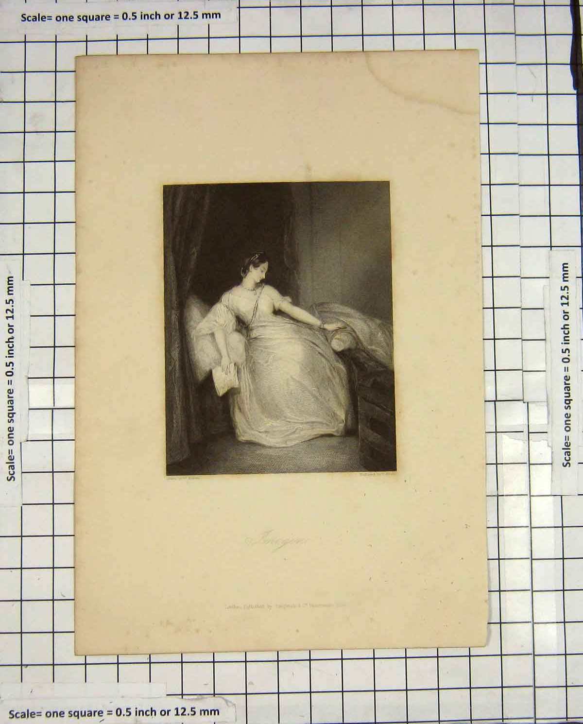 Original Old Antique Print Heath Engraving Portrait Beautiful Imogen Lady Woman