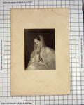 Original Old Antique Print Mote Engraving Portrait Beautiful Francesca Lady