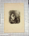 Original Old Antique Print Egleton Engraving Portrait Beautiful Mary Woman 19th