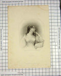 Original Old Antique Print Robinson Engraving Portrait Beautiful Agnes Lady