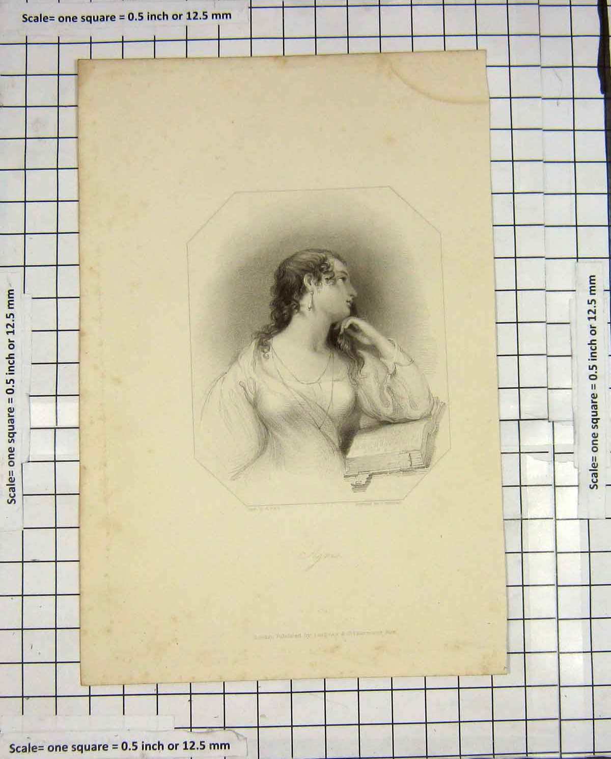 Original Old Antique Print Robinson Engraving Portrait Beautiful Agnes Lady