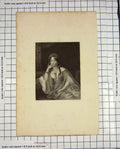 Original Old Antique Print Mote Engraving Portrait Beautiful Lolah Lady Woman