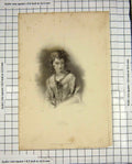 Original Old Antique Print Robinson Engraving Portrait Black Riband Alice Girl