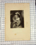 Original Old Antique Print Mote Engraving Portrait Edith Beautiful Girl Lady