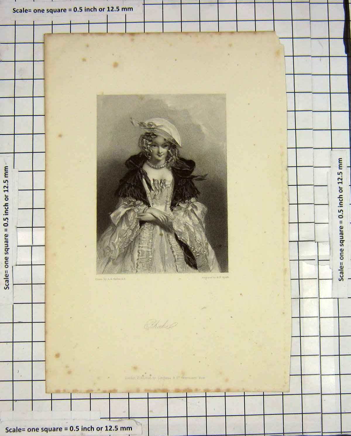 Original Old Antique Print Ryall Engraving Portrait Beautiful Phoebe Lady Woman