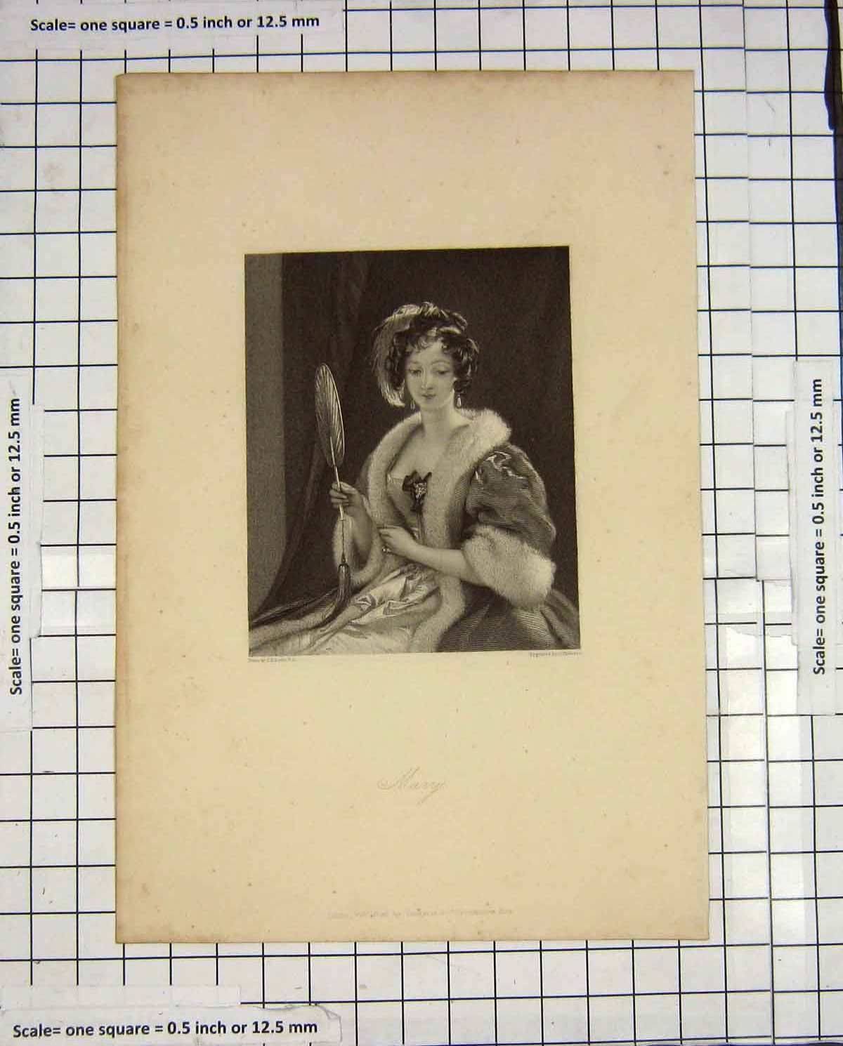 Original Old Antique Print Thomson Engraving Portrait Beautiful Mary Lady Woman