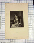 Original Old Antique Print Robinson Engraving Portrait Beautiful Lucy Woman