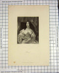 Original Old Antique Print Ryall Engraving Portrait Beautiful Flora Woman Lady
