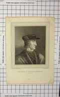 Original Old Antique Print C1880 Portrait Charles King France Henry V Victorian