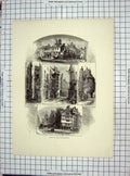 Original Old Antique Print C1880 Edinburgh Scotland Cow Gate Foot Beatons House