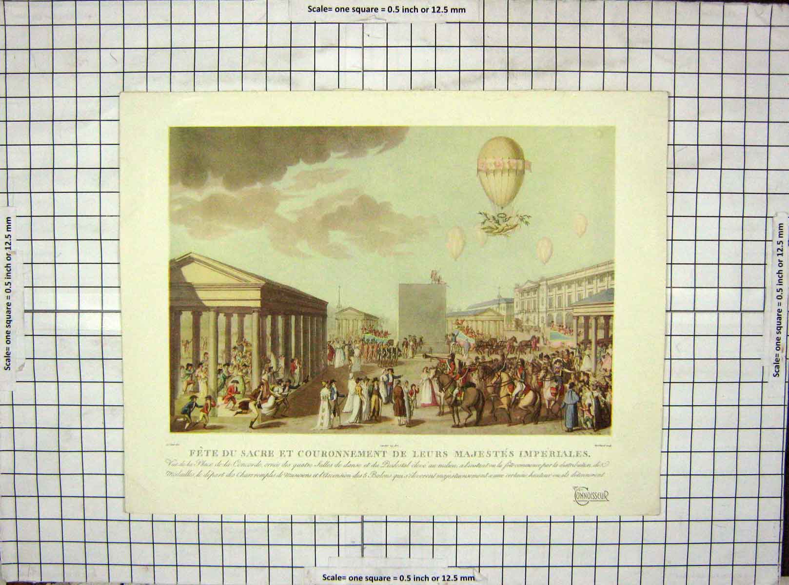 Original Old Antique Print C1880 Fete Sacre Place Concorde France Couronnement