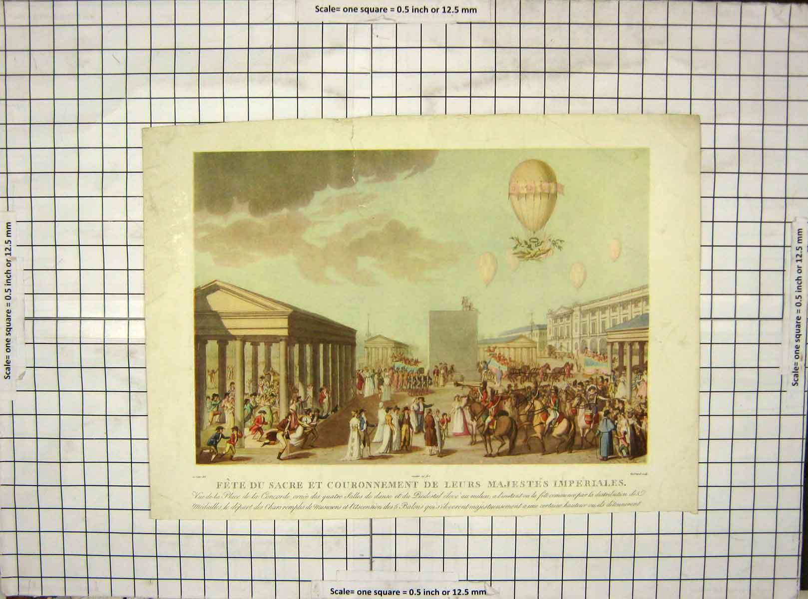 Antique Old Print Ref.31 C1880 Fete Sacre Place Concorde France Couronnement