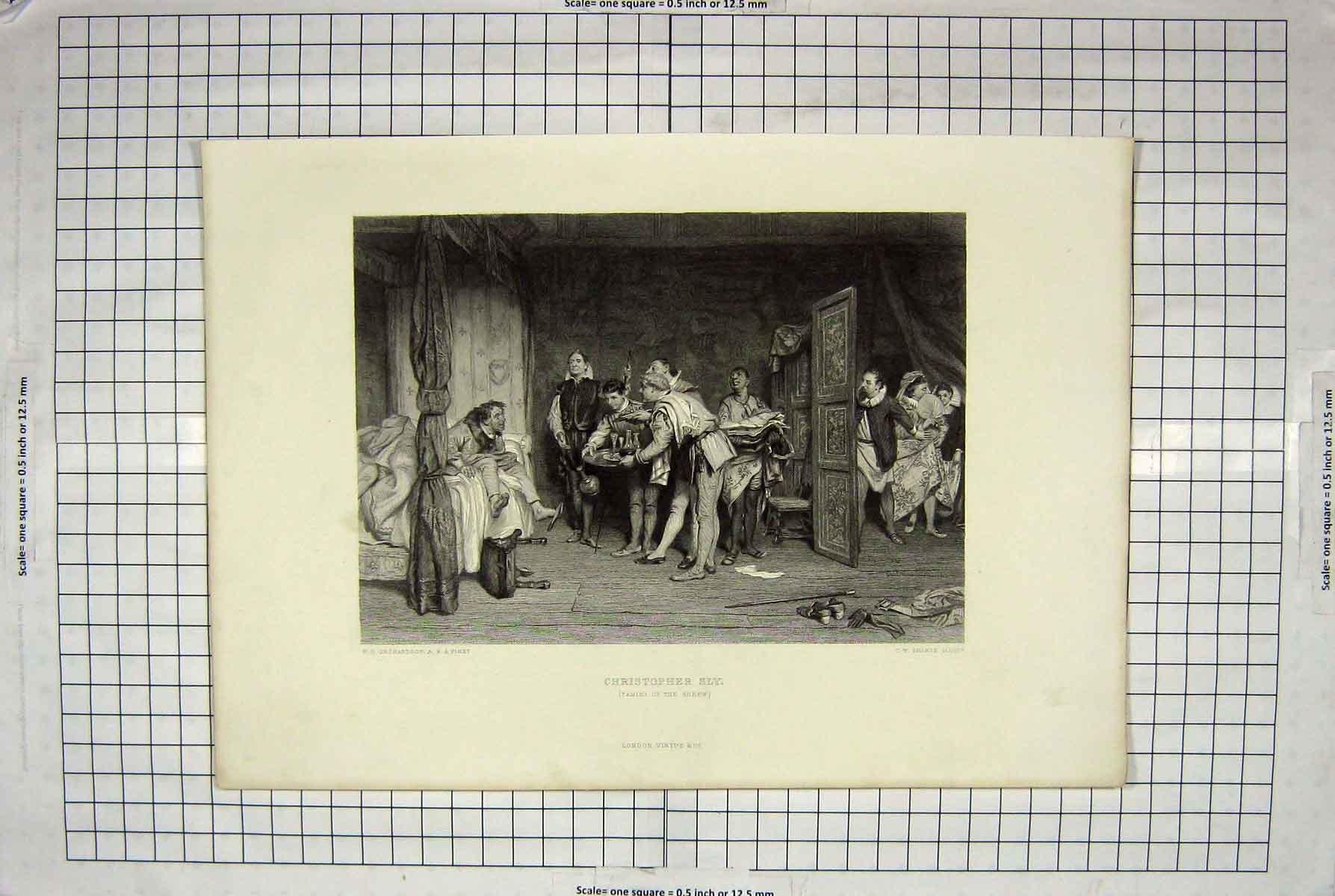 Original Old Antique Print Scene Christopher Sly Taming Shrew Sharpe Orchardson