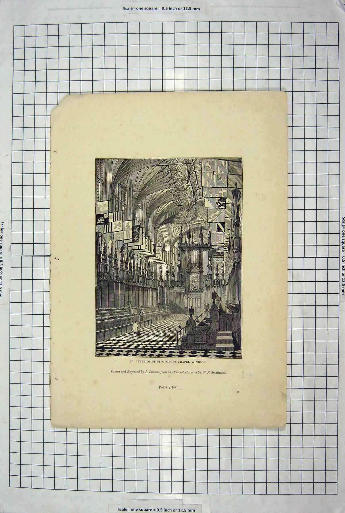 Old Antique Print Jackson Engraving Interior St. George'S Chapel Windsor