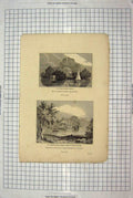 Old Antique Print Magna Charta Island Fishing Temple Lake Virginia Water