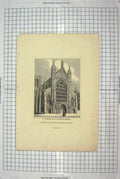 Original Old Antique Print Jackson Engraving View Winchester Cathedral Church