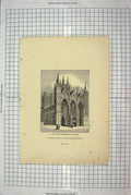 Original Old Antique Print Jackson Engraving Peterborough Cathedral Church