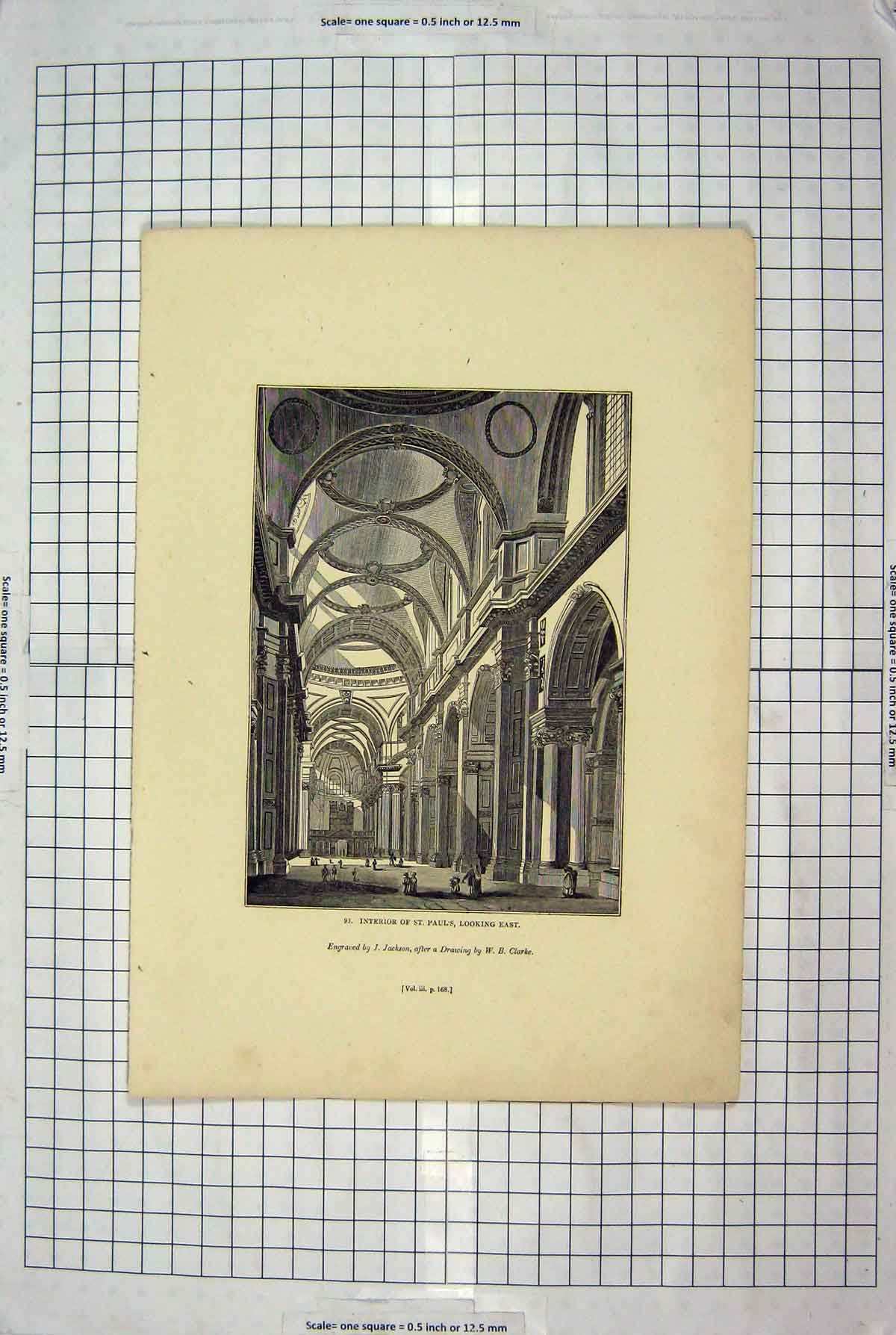 Old Antique Print Jackson Engraving Interior St. Paul'S Cathedral Church