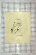 Original Old Antique Print Portrait Man Beard Sketch