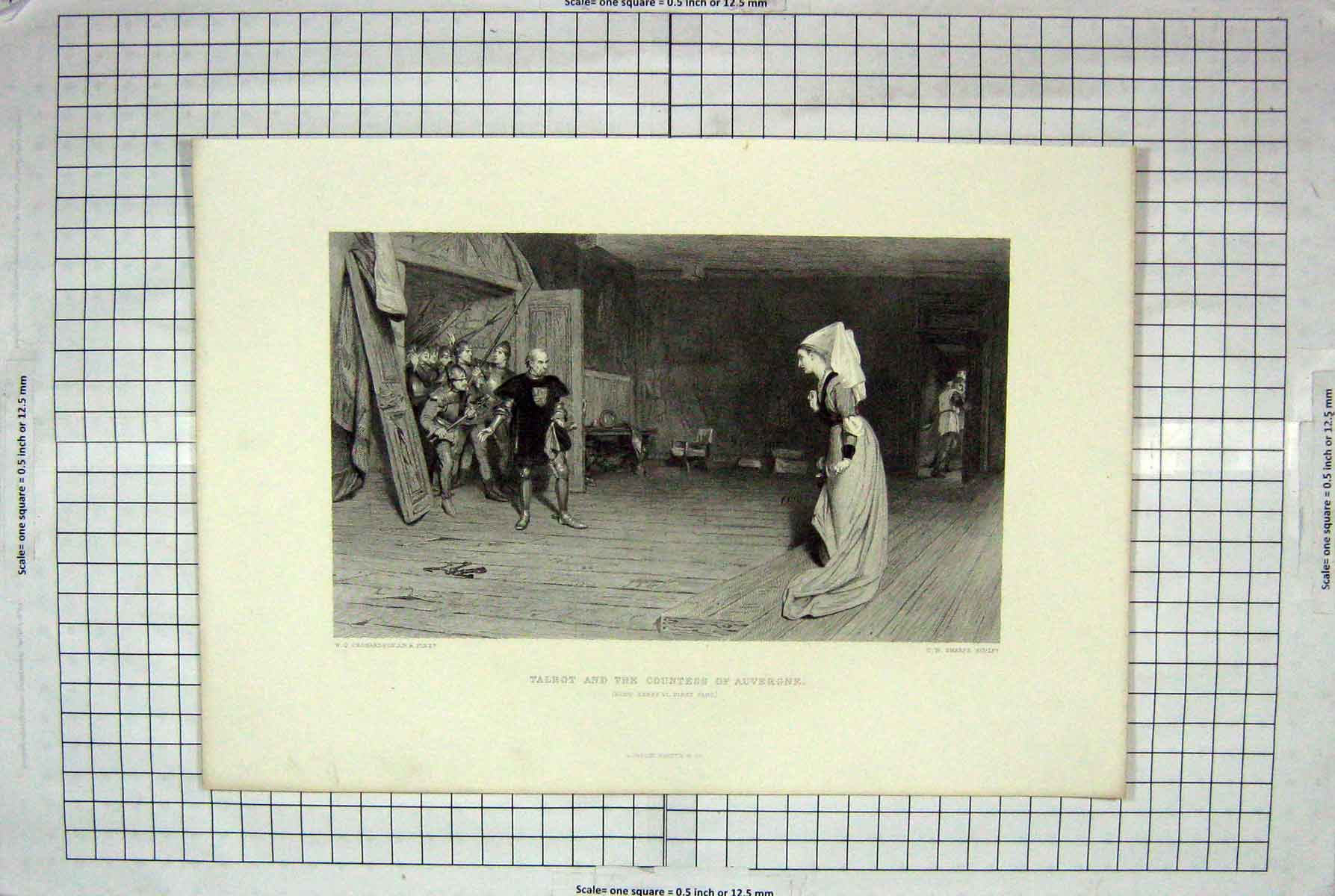 Original Old Antique Print Engraving Orchardson Sharpe Talbot Countess Auvergne