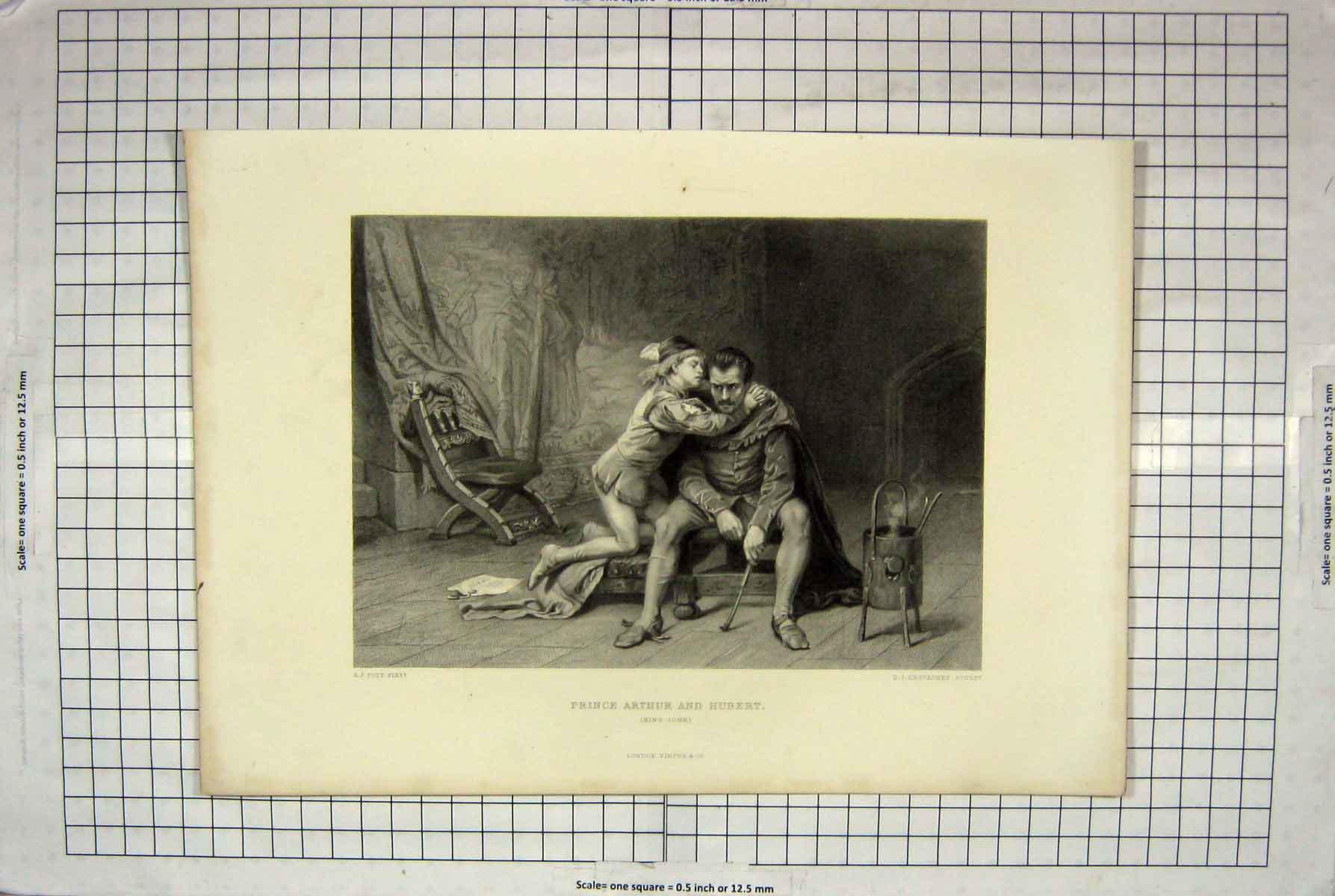 Old Antique Print Engraving Pott Desvachez Prince Arthur Hubert King John