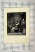 Old Antique Print Engraving Clint Bourne Falstaff Mrs Ford Wives Windsor