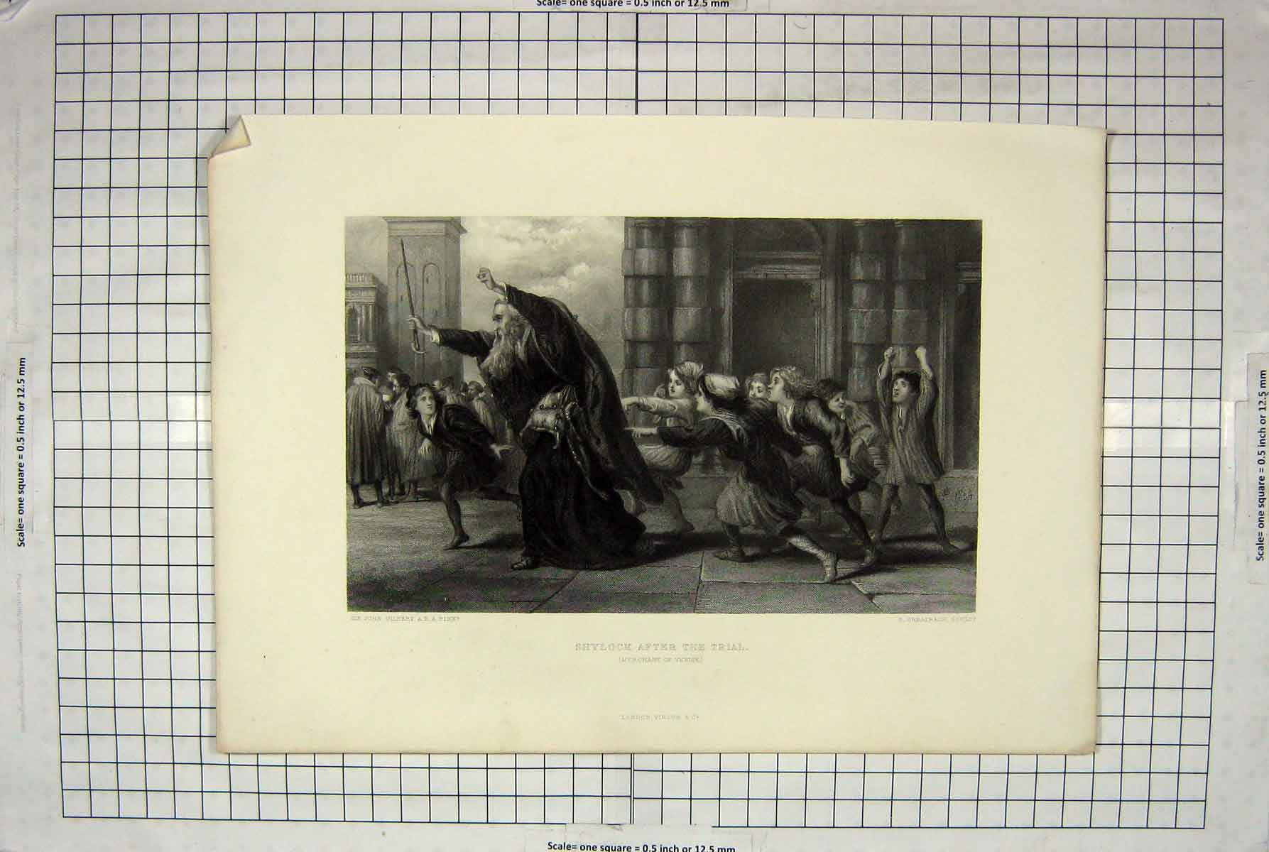Original Old Antique Print Gilbert Greatbach Shylock Merchant Venice Engraving