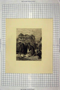 Original Old Antique Print Market Scene Geese Street Sellers