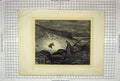 Original Old Antique Print Religion Man Leopard Birds Clouds Sky