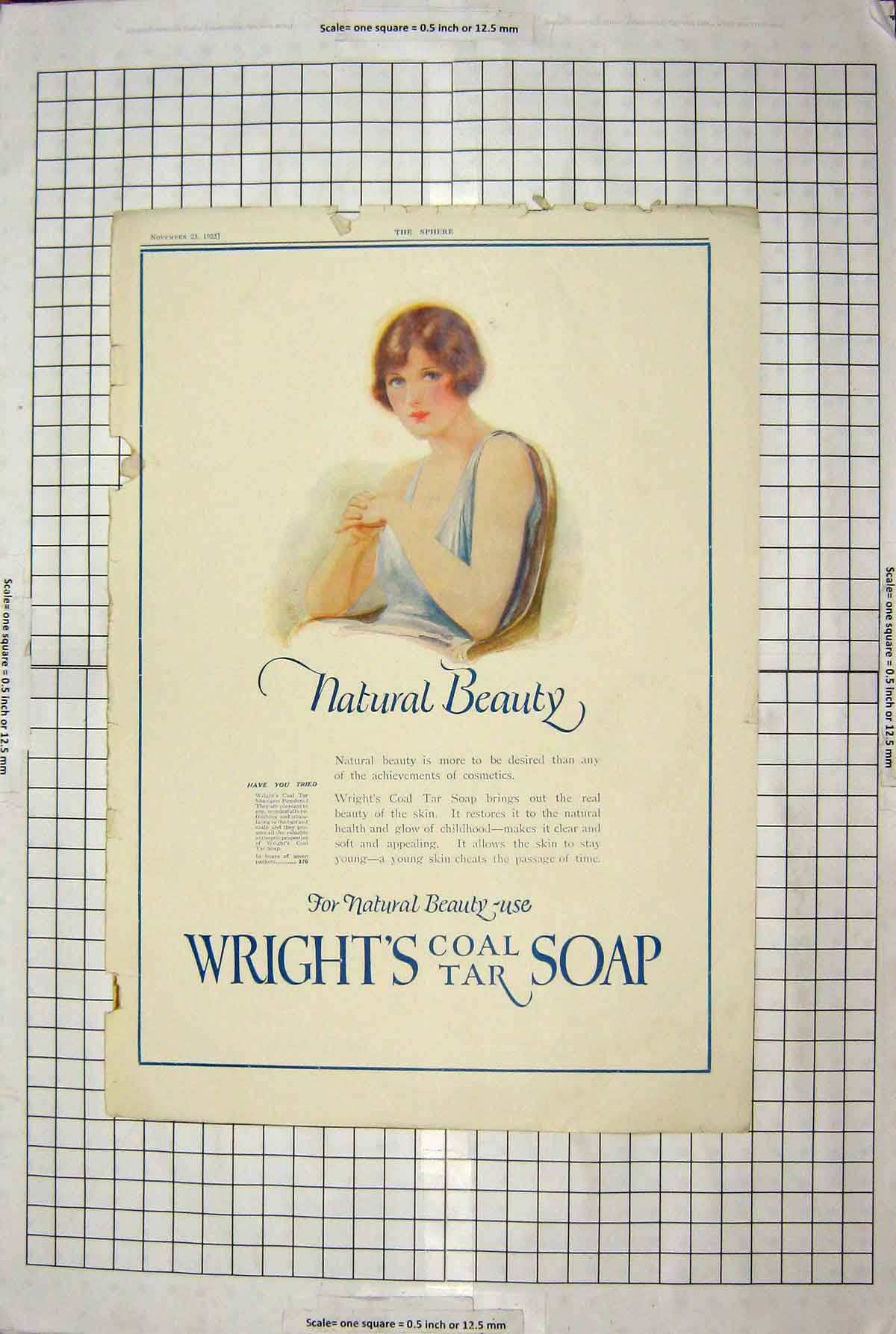 Original Old Vintage Print 1925 Advertisement Wright'S Coal Tar Soap Erasmic