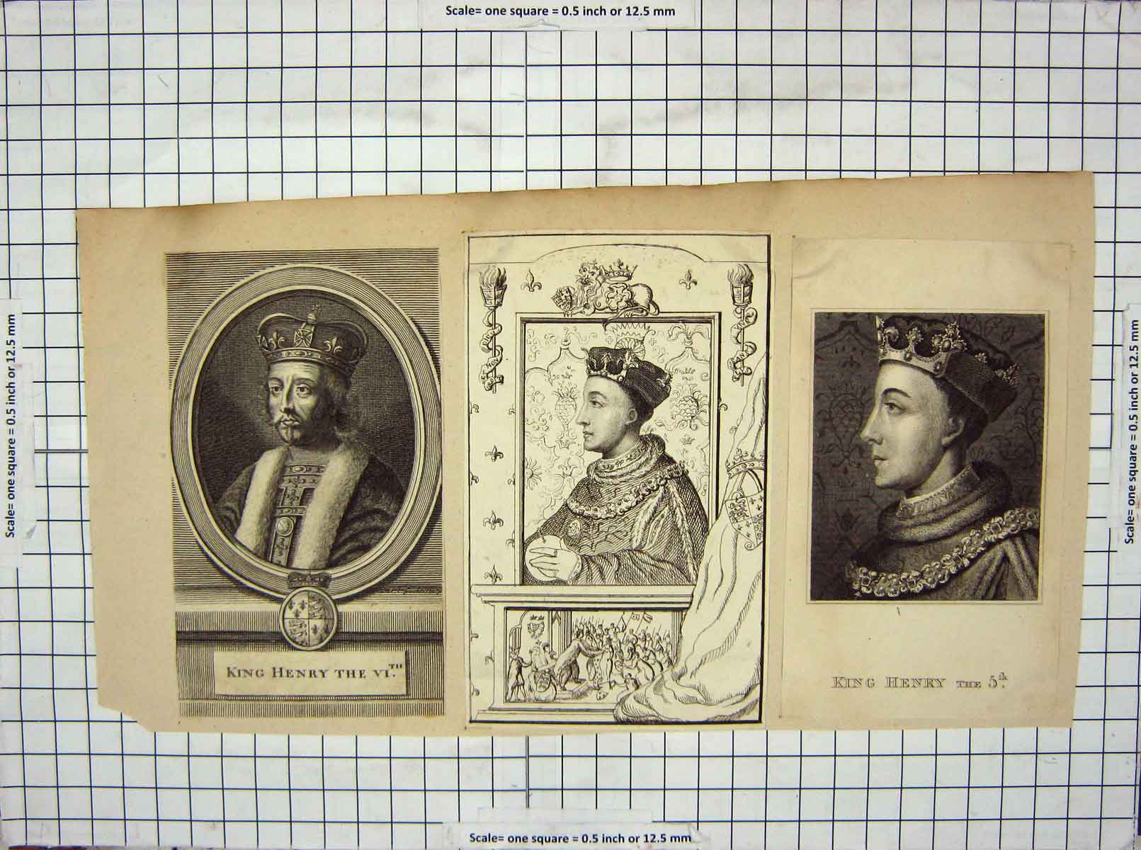 Original Old Antique Print C1800 Portrait King Henry Vi Crown Napoleonic Era