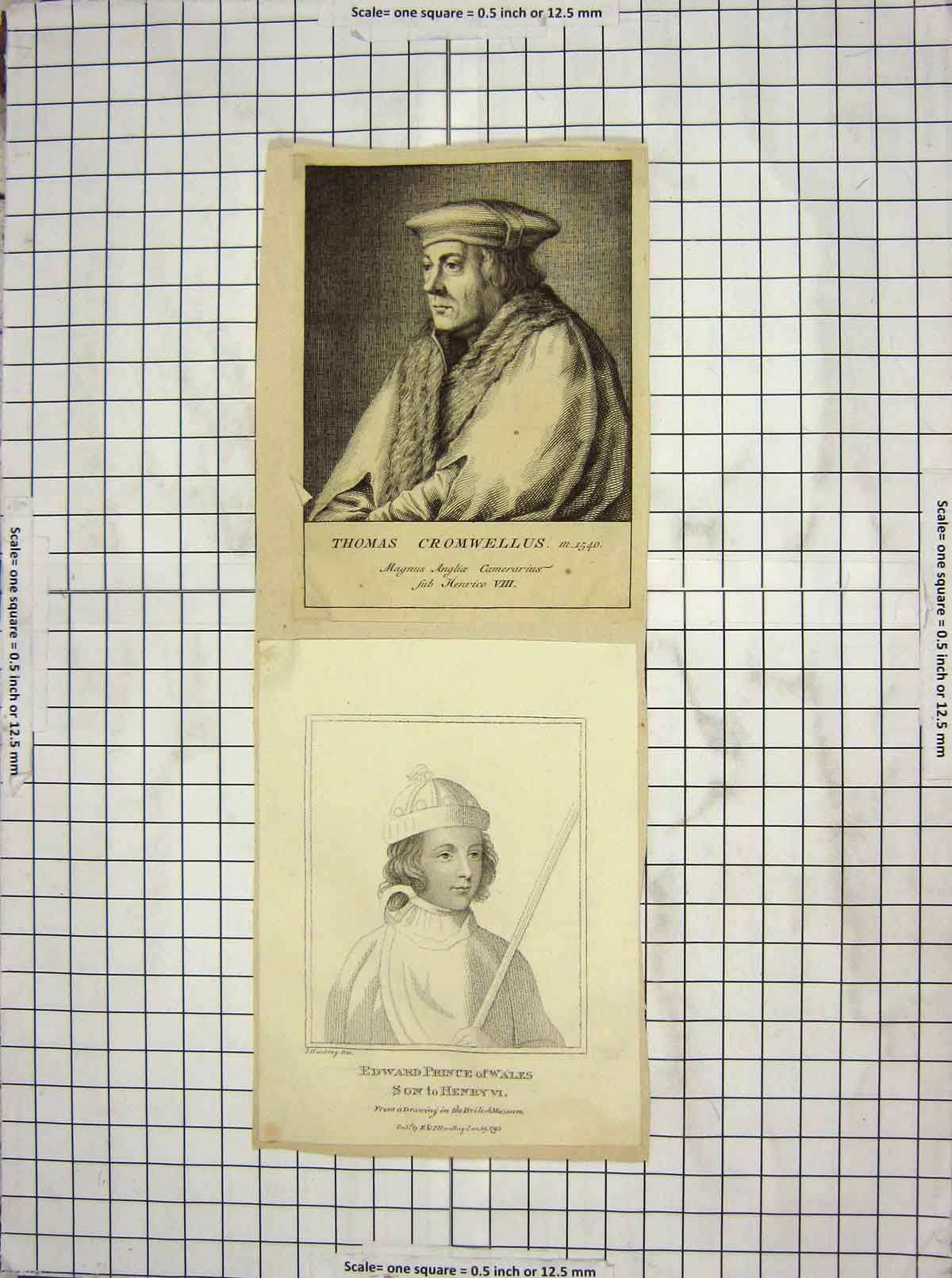 Original Old Antique Print 1795 Portrit Edward Prince Wales Thomas Cromwellus