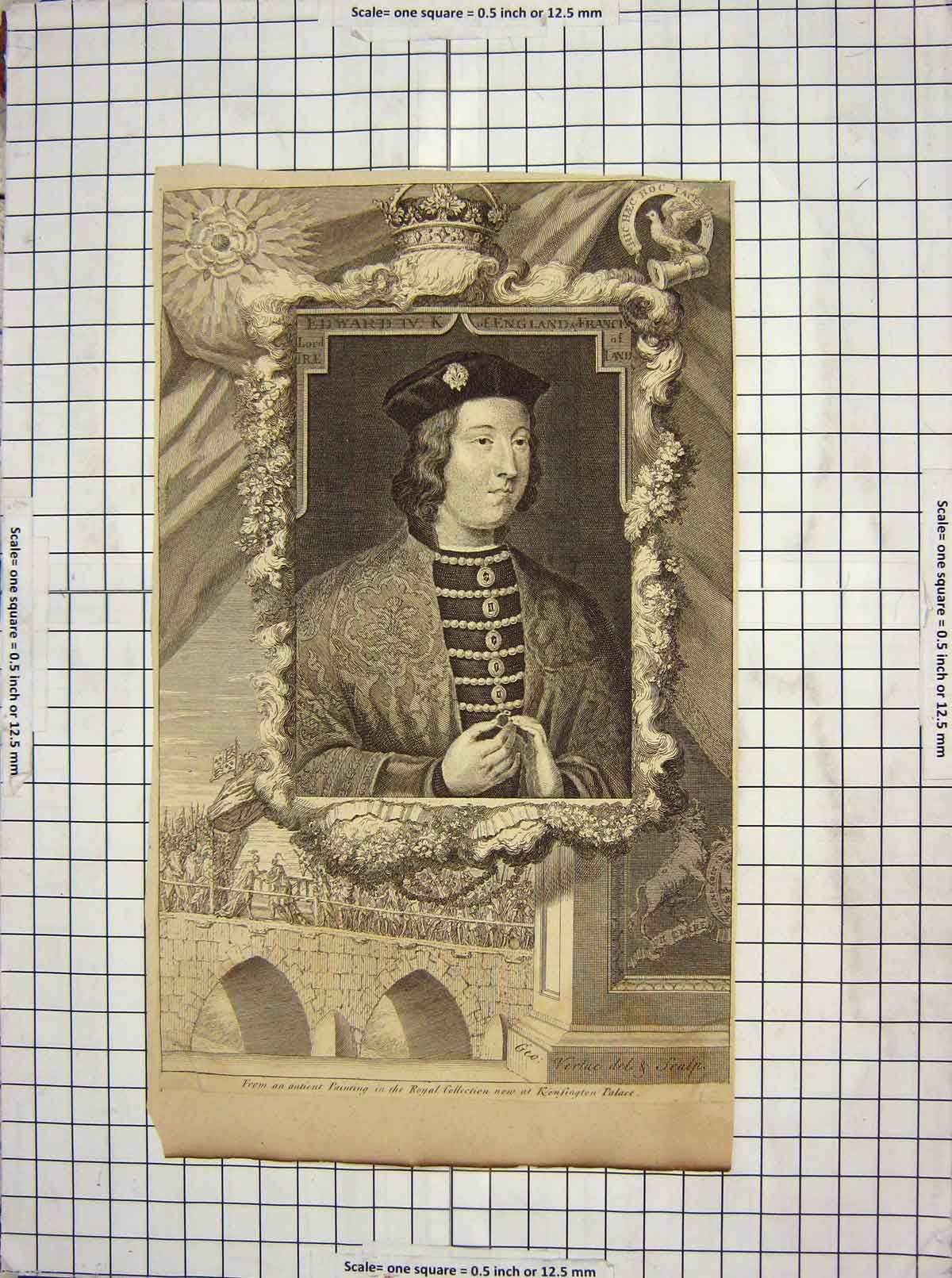 Original Old Antique Print C1800 Portrait King England Edward Kensington 19th