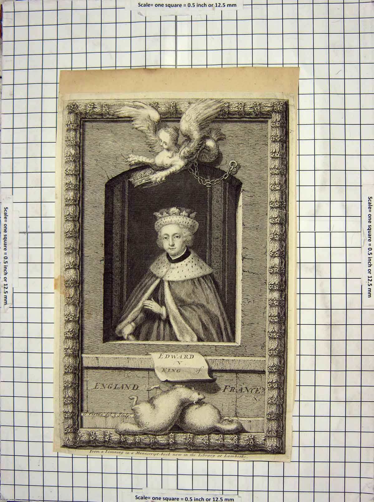 Original Old Antique Print C1800 Portrait King Edward England Lambeth 19th