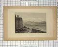 Original Old Antique Print View Mountains Snowdon Harlech Castle Radclyffe Cox