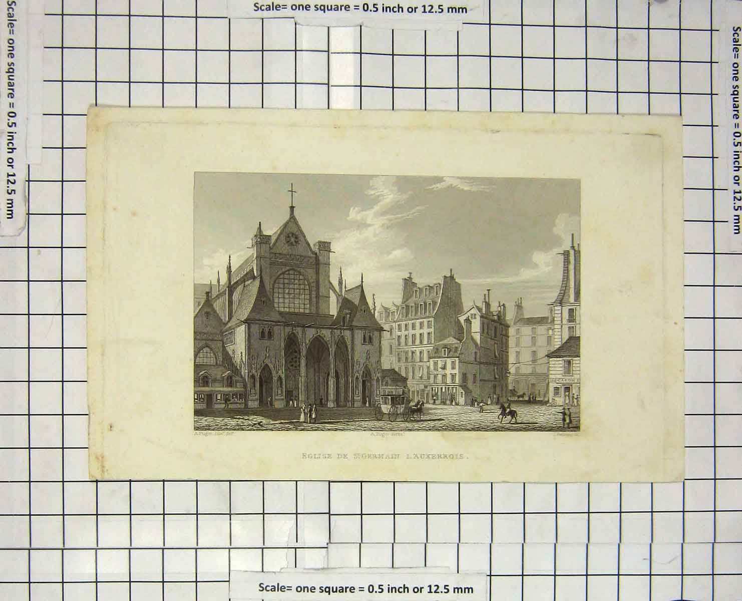 Old Antique Print Eglise St. Germain L'Auxerrois Engraving Redaway Pugin