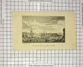 Original Old Antique Print Vue De La Ville Et Port De Dieppe France Ships