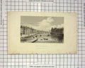 Original Old Antique Print 1828 View Pont Au Change River Bridge Wallis Pugin